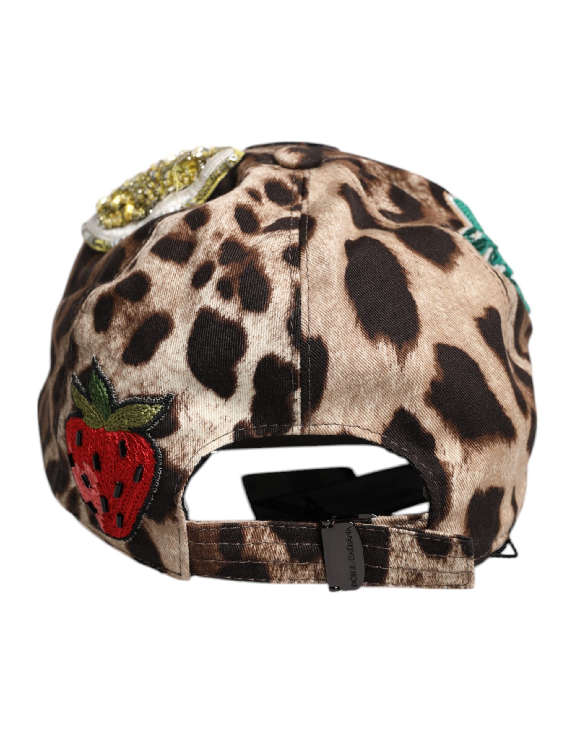 Dolce & Gabbana Brown Leopard Sequin Sicily Baseball Cap Dolce & Gabbana