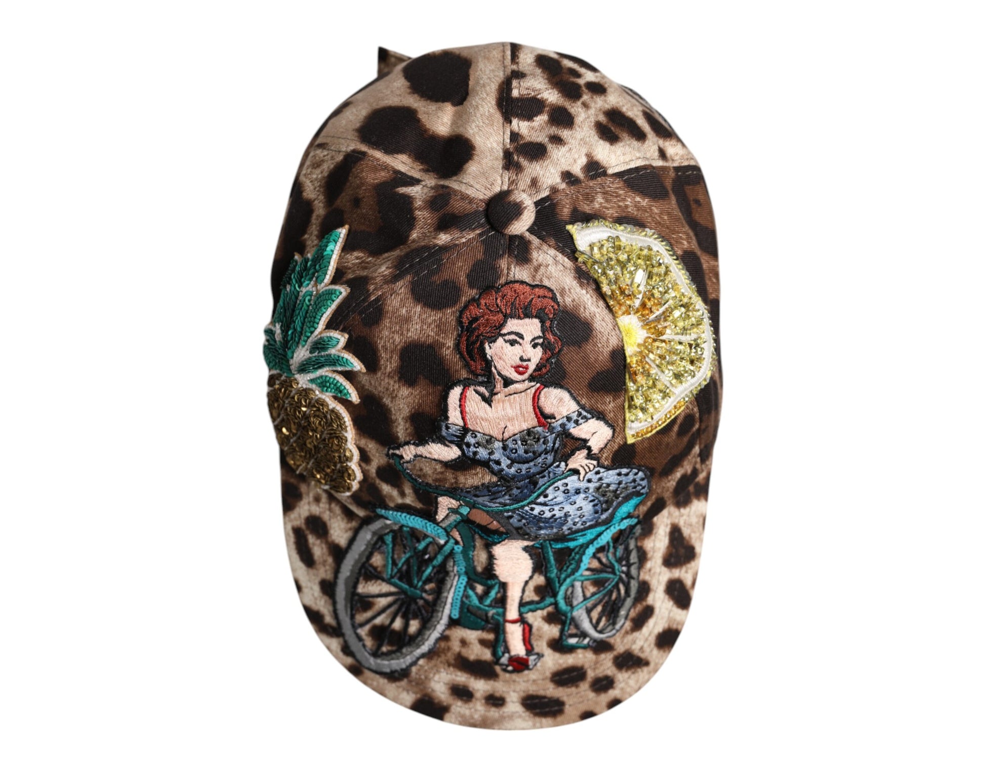 Dolce & Gabbana Brown Leopard Sequin Sicily Baseball Cap Dolce & Gabbana