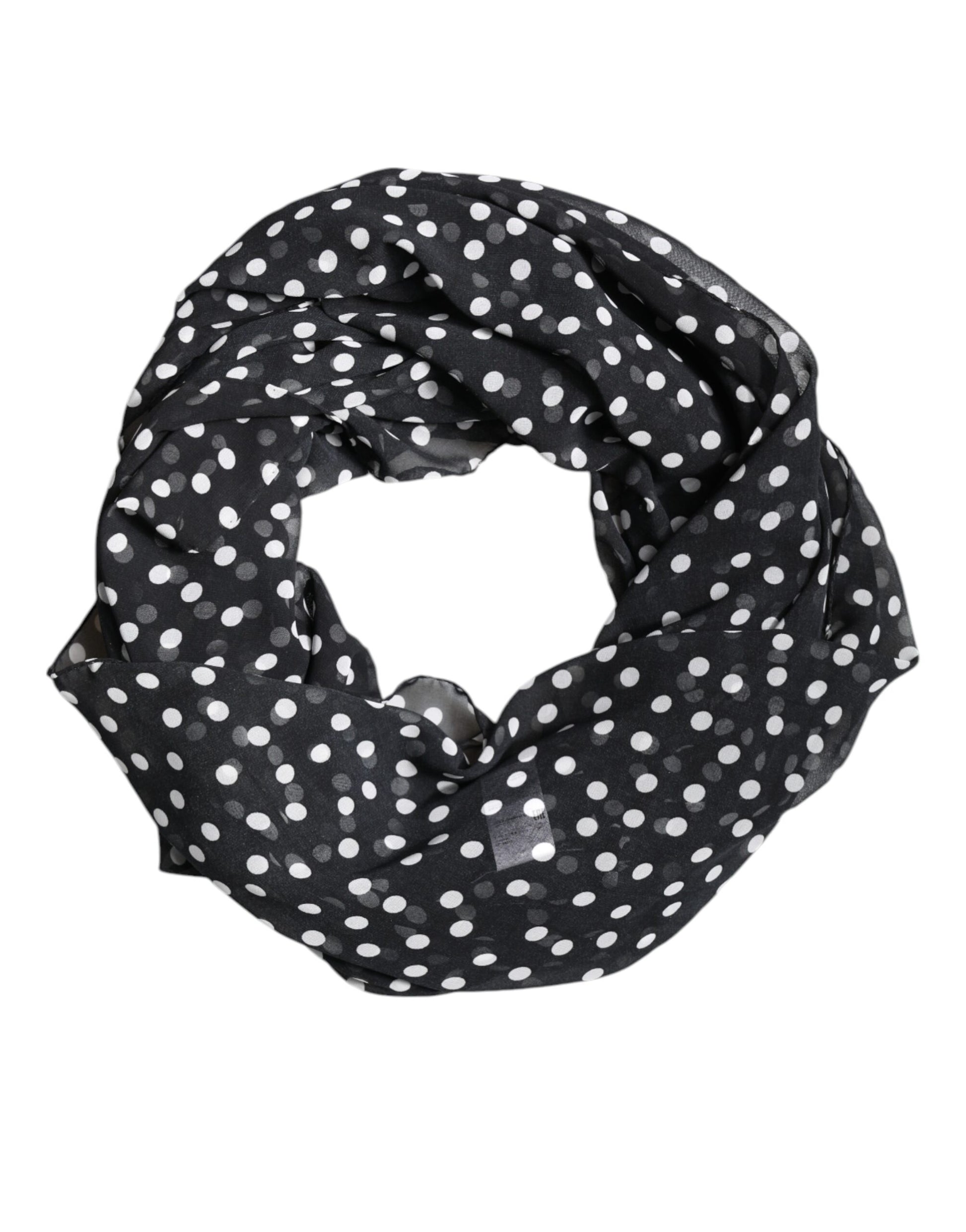 Dolce & Gabbana Black Polka Dots Polyester Wrap Shawl Scarf Dolce & Gabbana