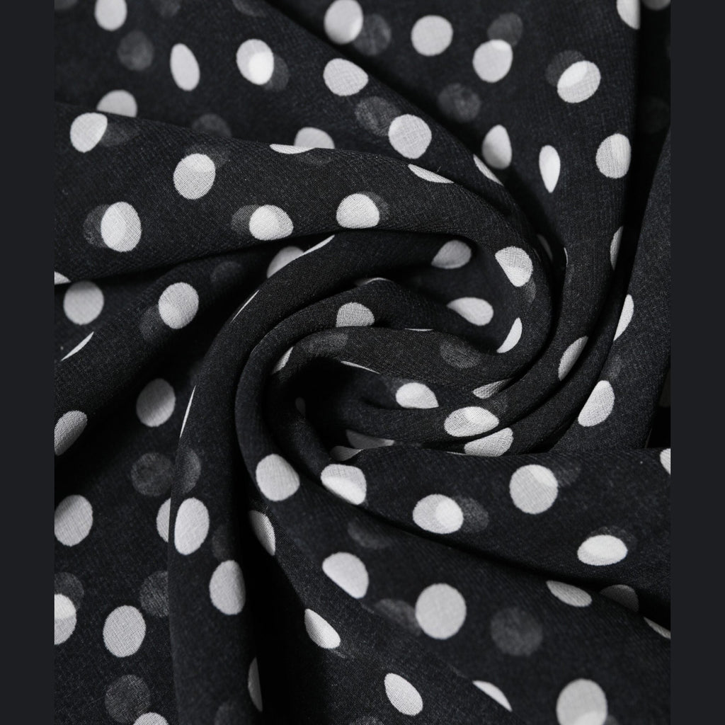 Dolce & Gabbana Black Polka Dots Polyester Wrap Shawl Scarf