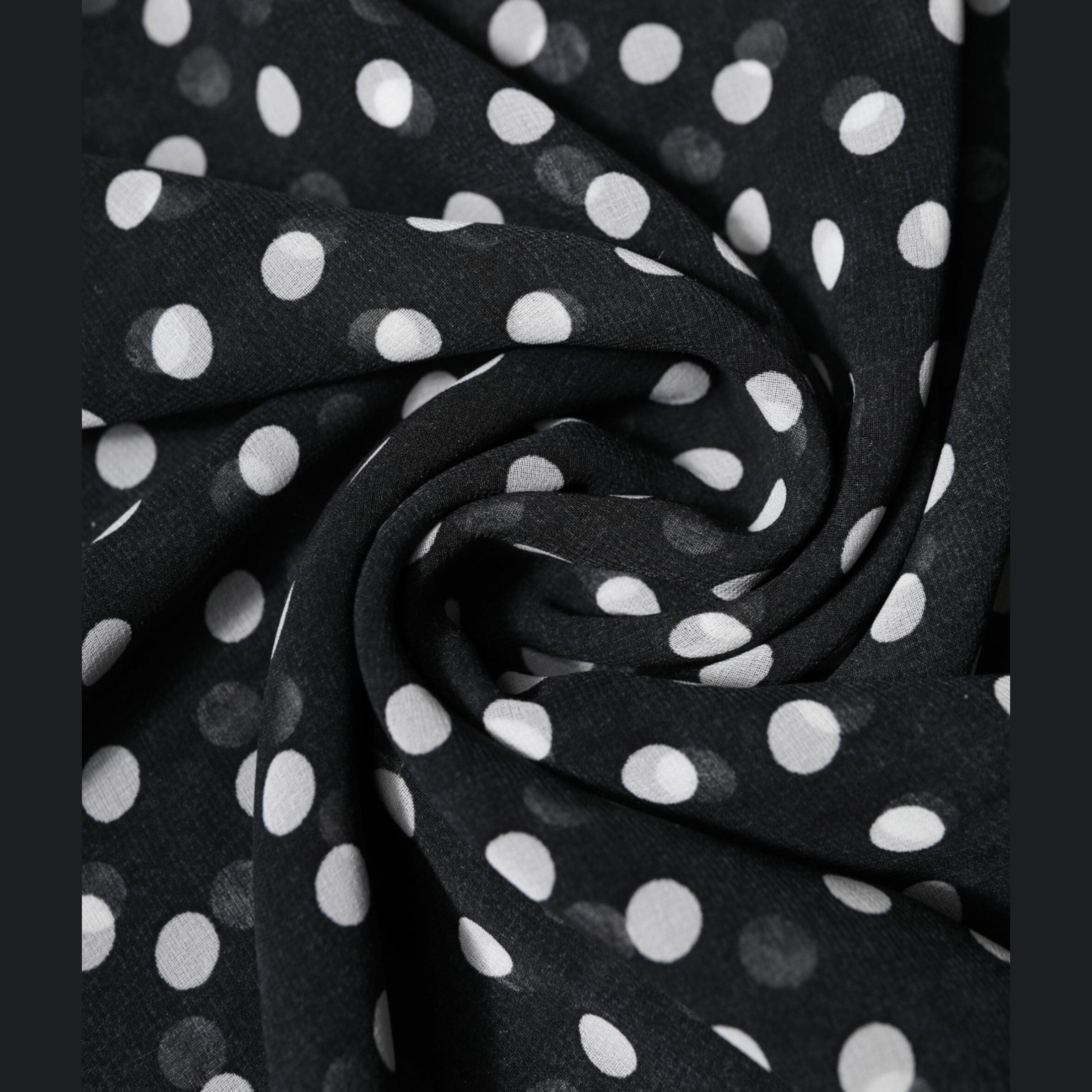 Dolce & Gabbana Black Polka Dots Polyester Wrap Shawl Scarf