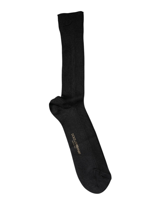 Dolce & Gabbana Black Cotton DG Logo Mid Calf Men Socks Dolce & Gabbana