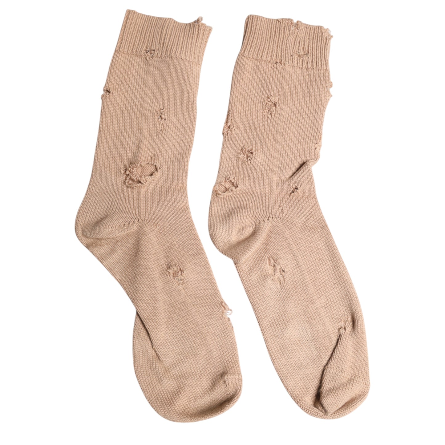 Dolce & Gabbana Beige Solid Stretch Mid Calf Men Socks Dolce & Gabbana