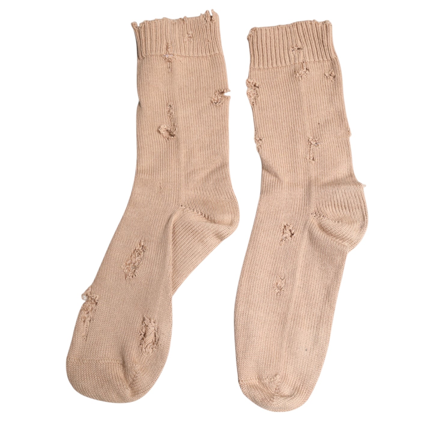 Dolce & Gabbana Beige Solid Stretch Mid Calf Men Socks Dolce & Gabbana