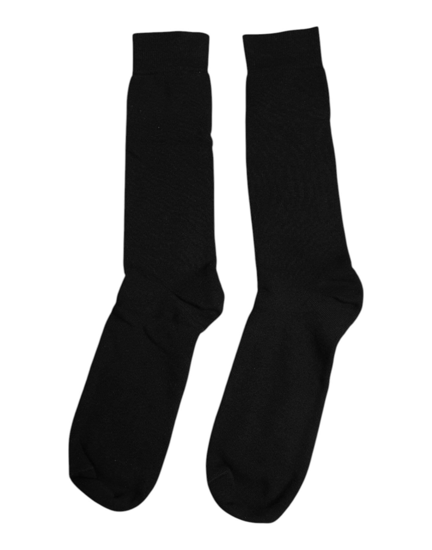 Dolce & Gabbana Black Solid Cotton Mid Calf Men Socks Dolce & Gabbana
