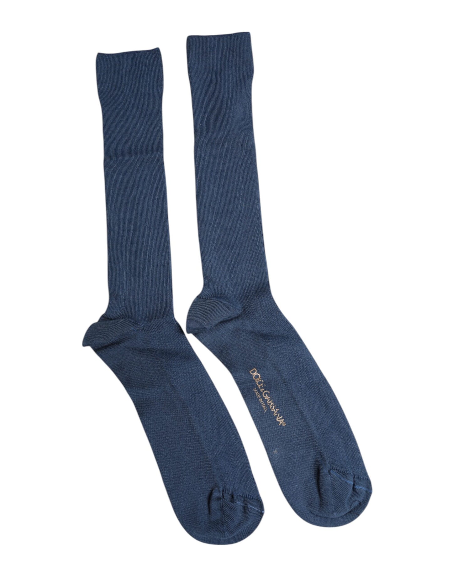 Dolce & Gabbana Blue Cotton DG Logo Over The Calf Socks Dolce & Gabbana