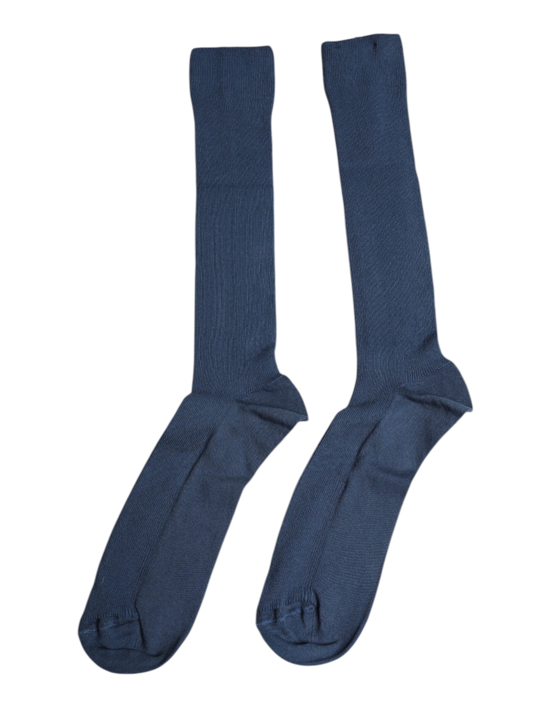 Dolce & Gabbana Blue Cotton DG Logo Over The Calf Socks Dolce & Gabbana