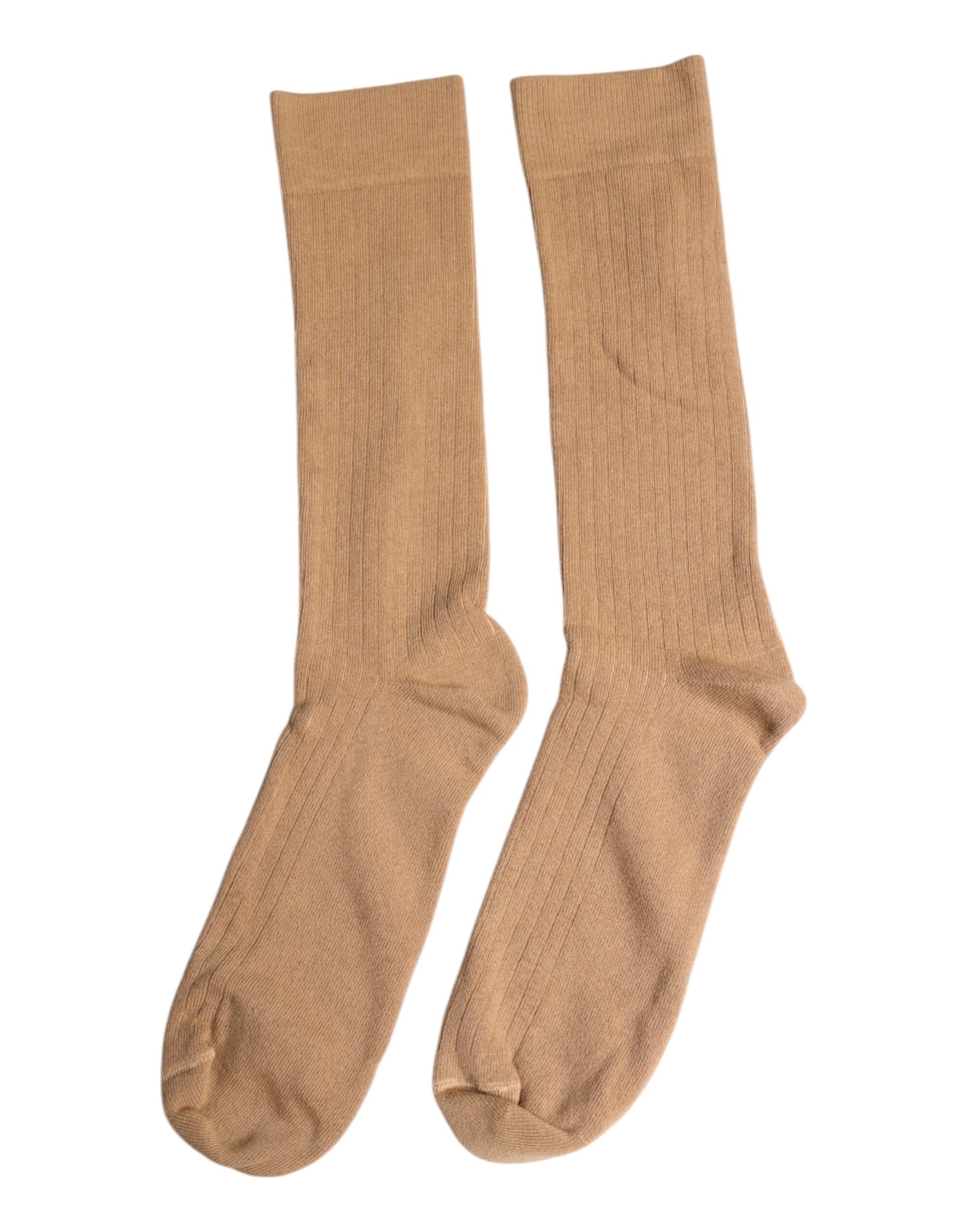 Dolce & Gabbana Brown Solid Cotton Mid Calf Men Socks Dolce & Gabbana