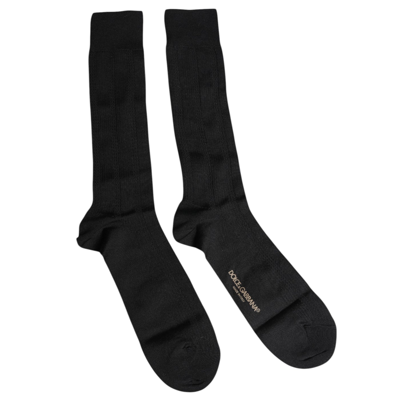 Dolce & Gabbana Black Stretch Logo Mid Calf Men Socks Dolce & Gabbana