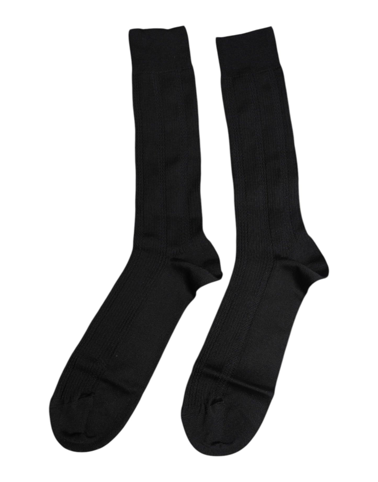 Dolce & Gabbana Black Stretch Logo Mid Calf Men Socks Dolce & Gabbana