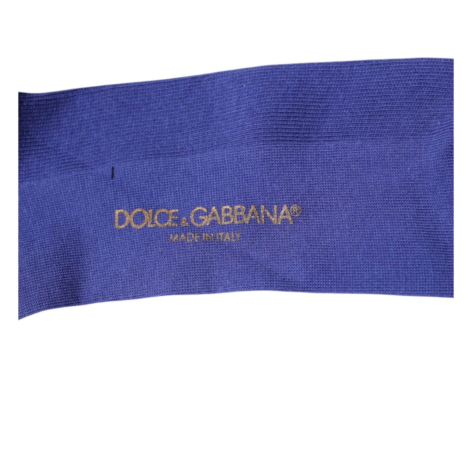 Dolce & Gabbana Purple Cotton Logo Over The Calf Socks