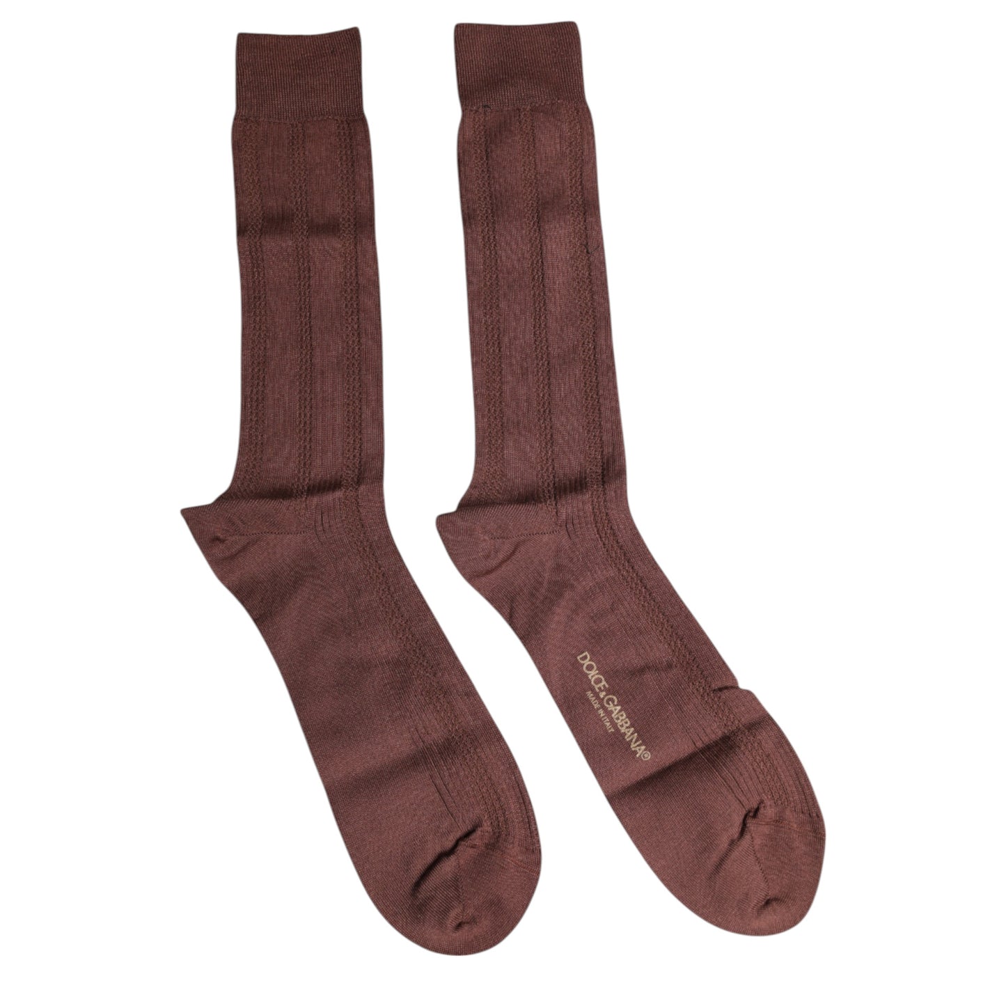 Dolce & Gabbana Brown Stretch Logo Print Mid Calf Socks Dolce & Gabbana