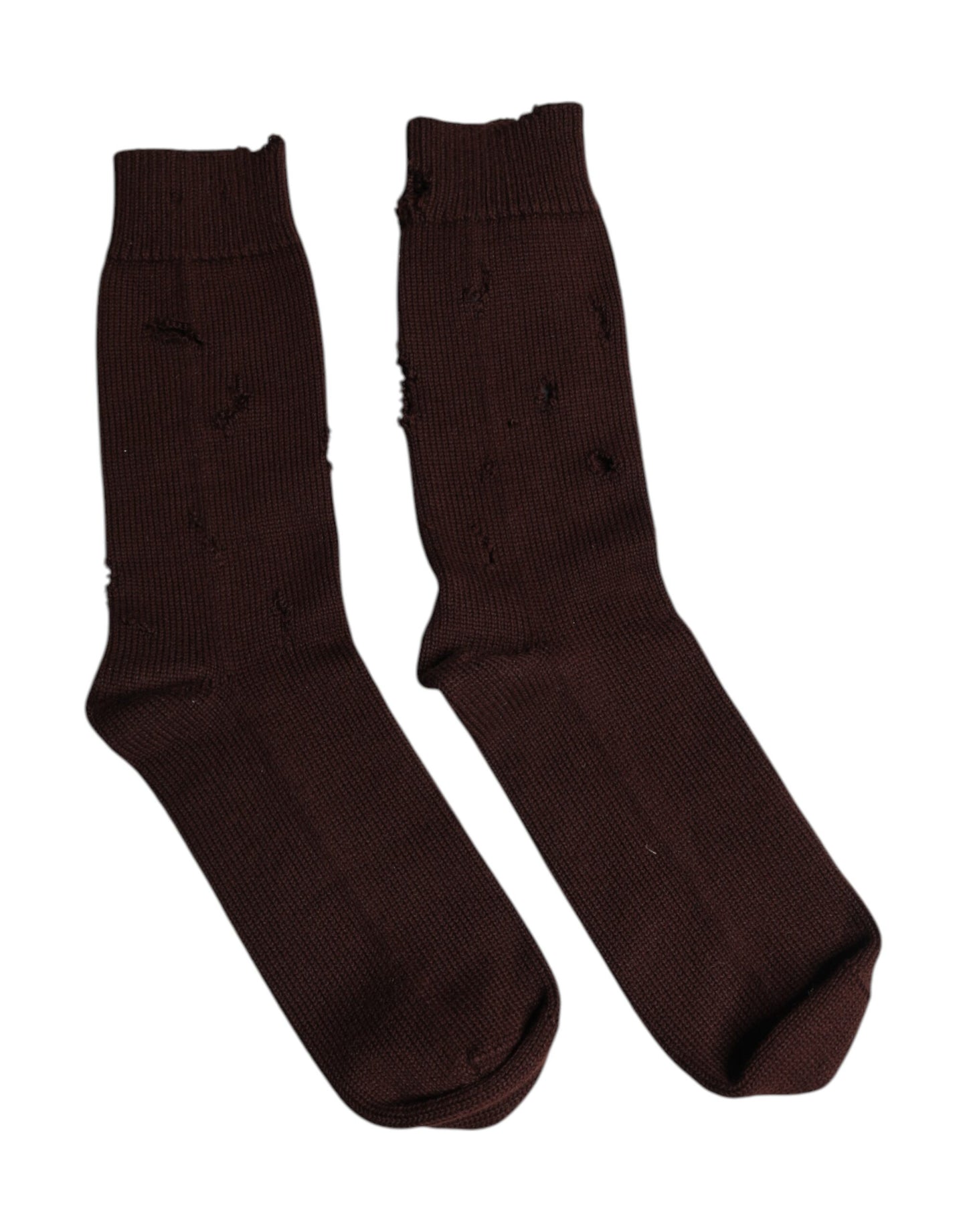 Dolce & Gabbana Brown Solid Cotton Stretch Mid Calf Socks Dolce & Gabbana