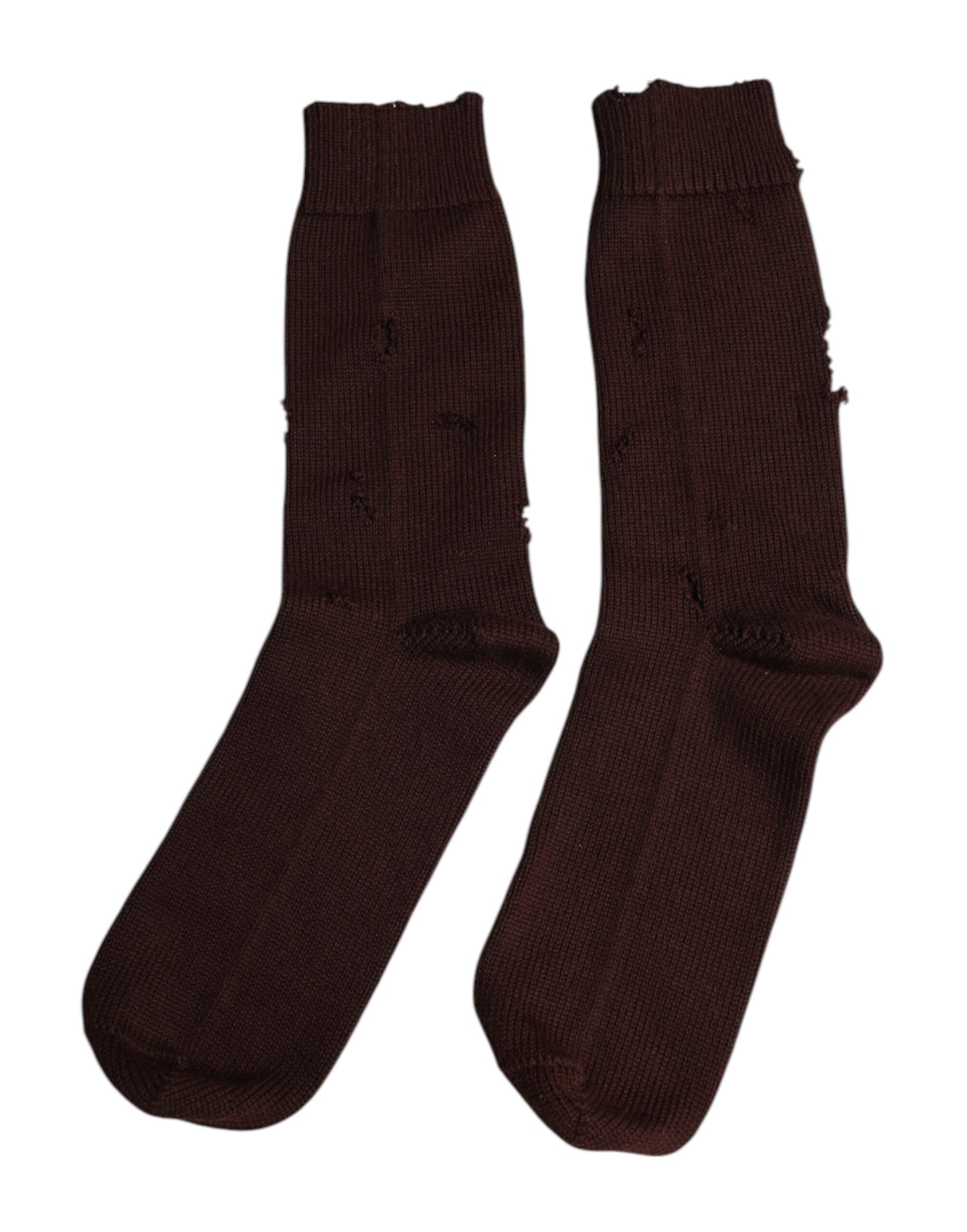 Dolce & Gabbana Brown Solid Cotton Stretch Mid Calf Socks Dolce & Gabbana
