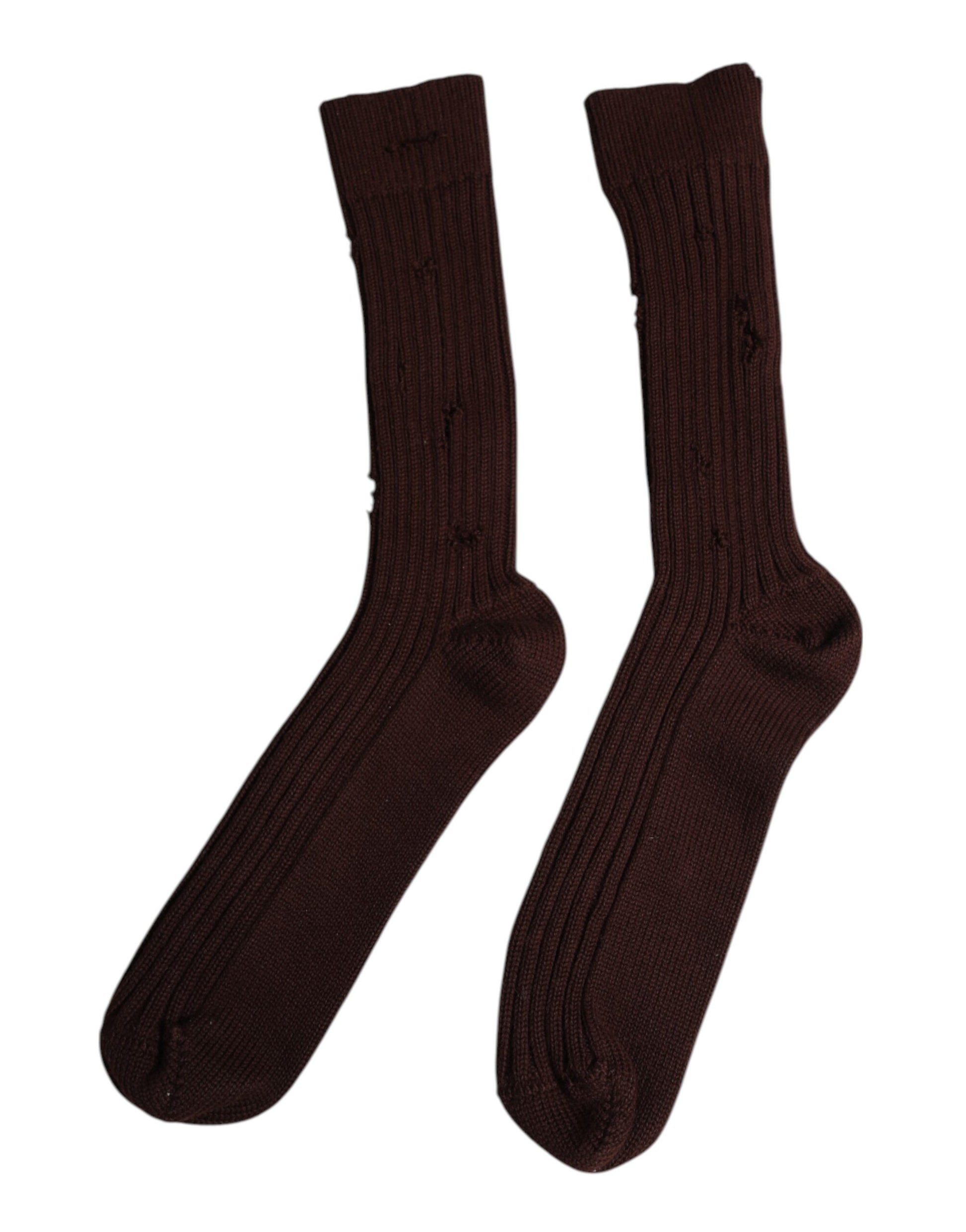 Dolce & Gabbana Brown Cotton Stretch Over The Calf Socks Dolce & Gabbana