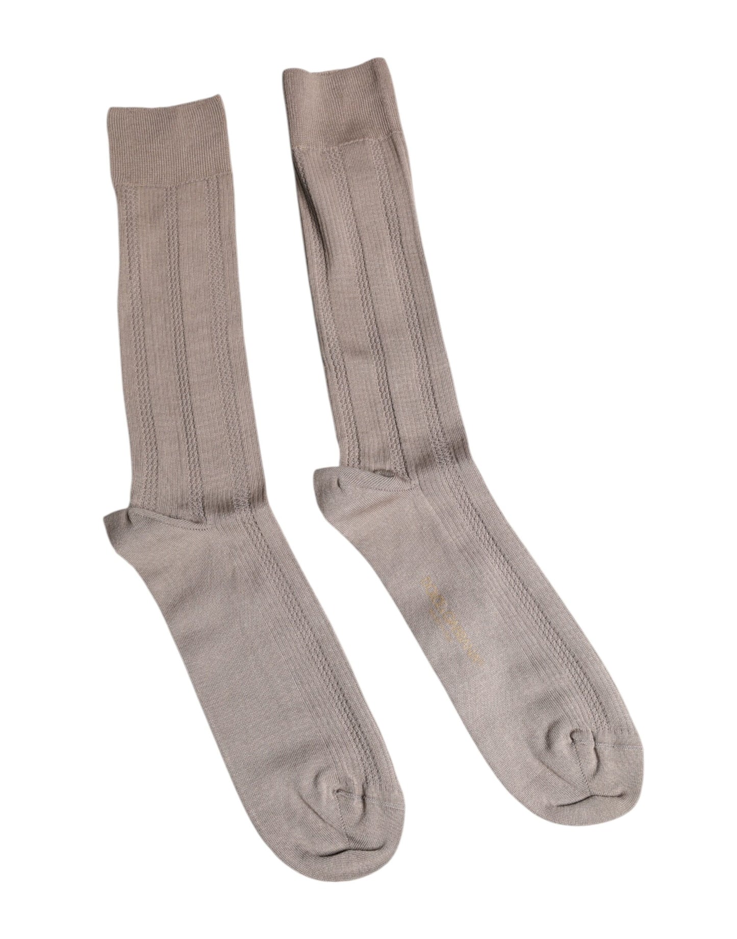 Dolce & Gabbana Brown Cotton Stretch Logo Over Calf Socks Dolce & Gabbana