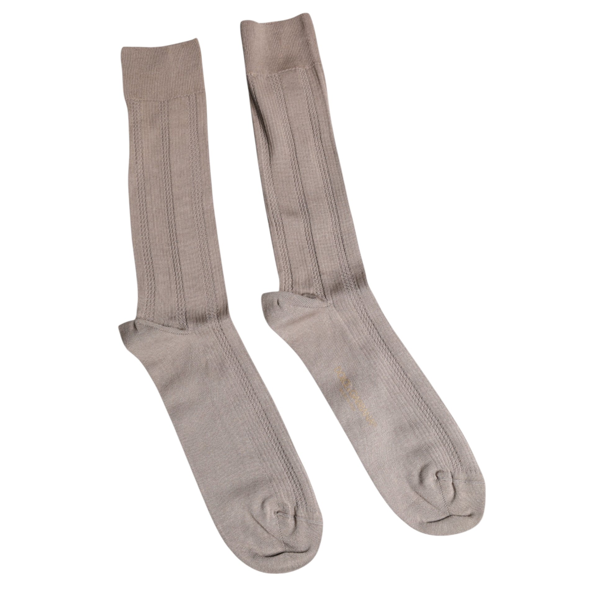 Dolce & Gabbana Brown Cotton Stretch Logo Over Calf Socks Dolce & Gabbana