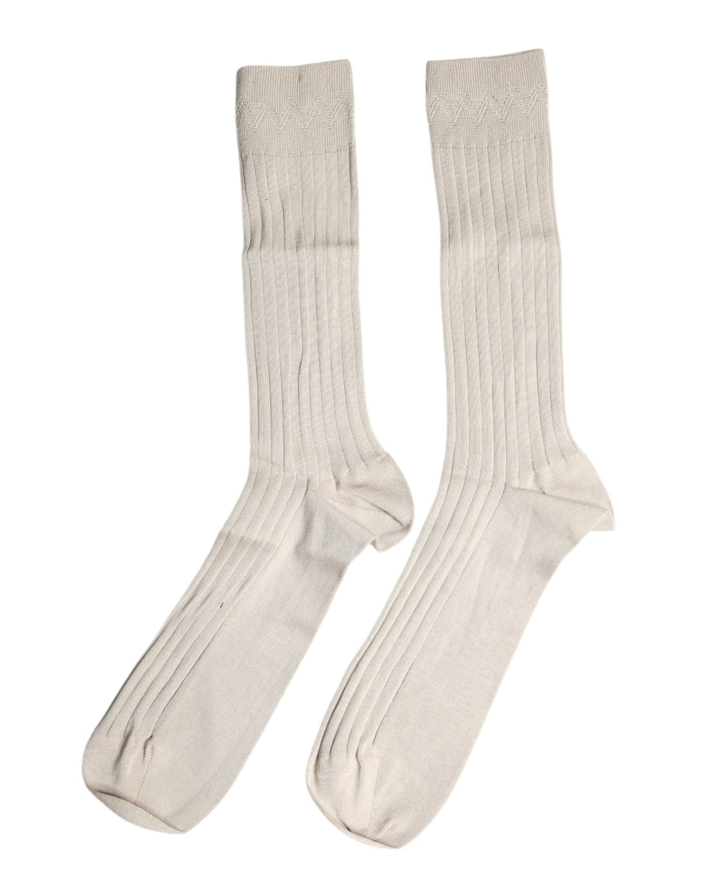 Dolce & Gabbana Beige Cotton Stretch Logo Mid Calf Socks Dolce & Gabbana