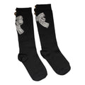 Dolce & Gabbana Black Knit Floral Crystal Embellishment Socks