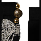 Dolce & Gabbana Black Knit Floral Crystal Embellishment Socks