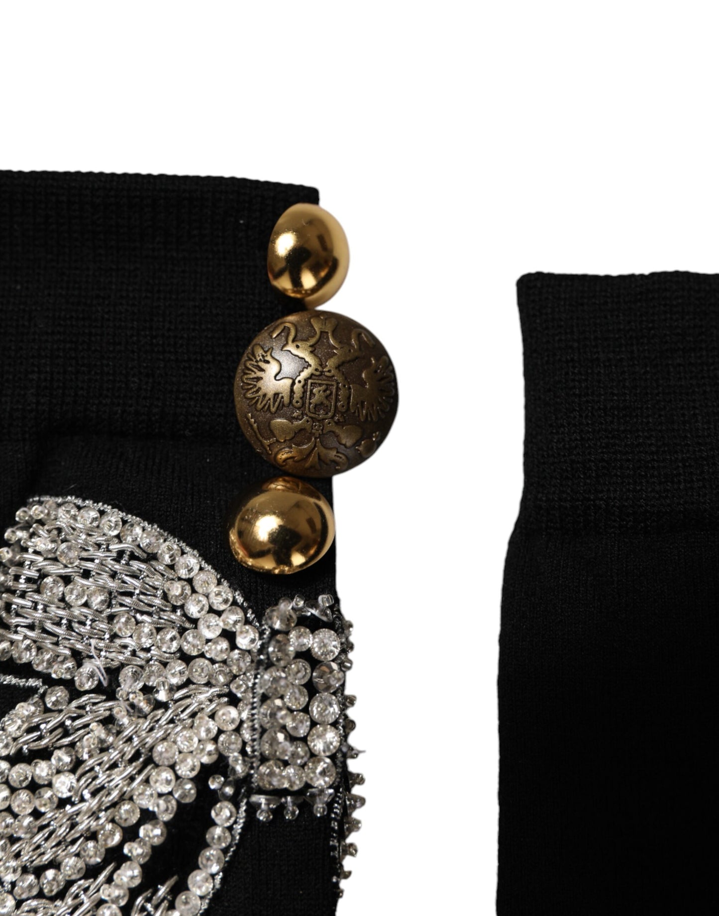 Dolce & Gabbana Black Knit Floral Crystal Embellishment Socks Dolce & Gabbana