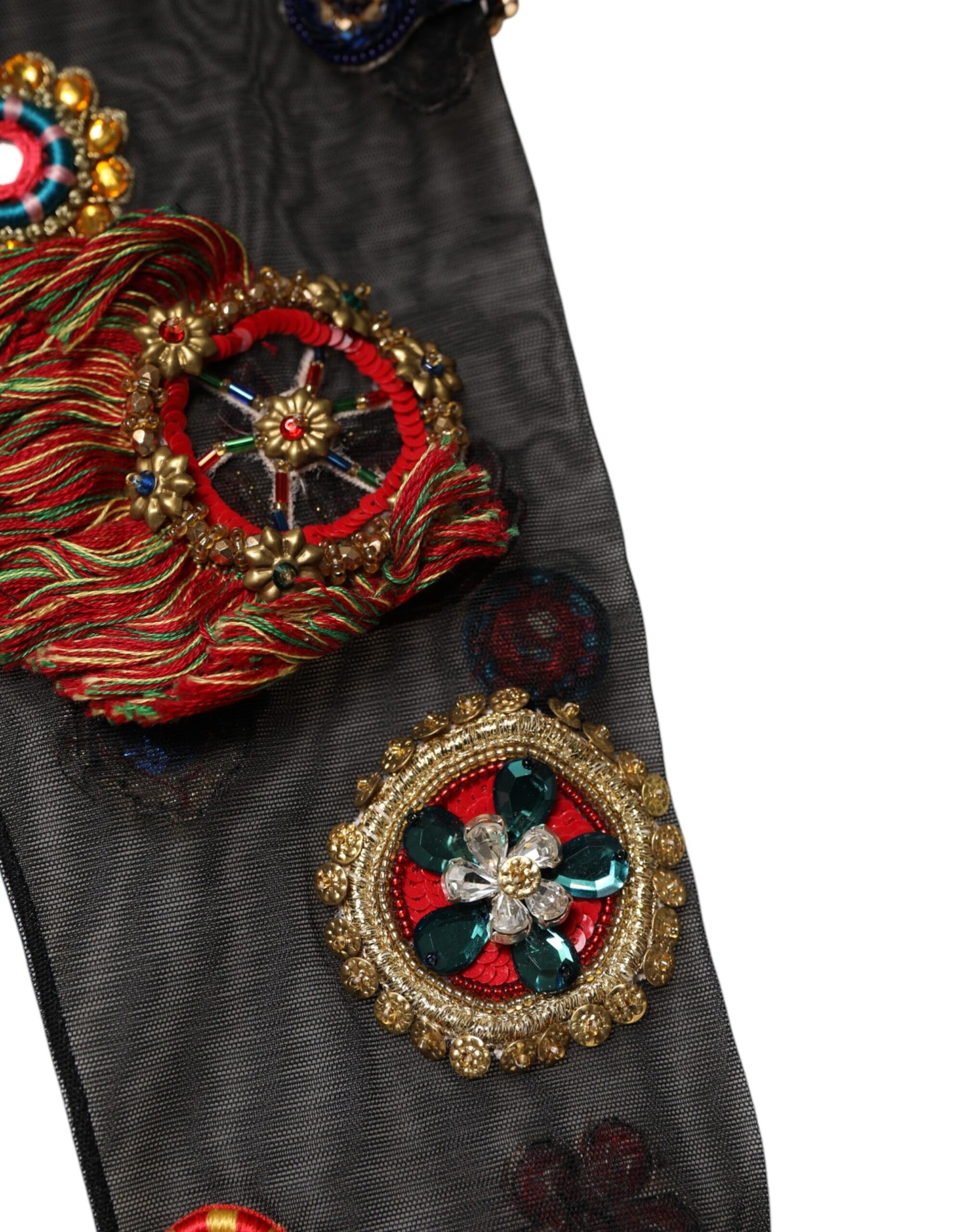 Dolce & Gabbana Black Stretch Carretto Crystal Stockings Socks Dolce & Gabbana