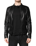 Dolce & Gabbana Black Sheep Leather Biker Full Zip Jacket Dolce & Gabbana