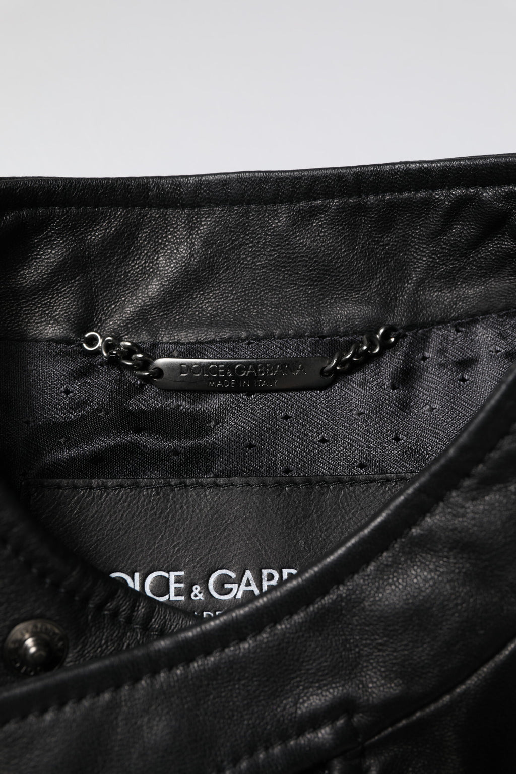 Dolce & Gabbana Black Sheep Leather Biker Full Zip Jacket Dolce & Gabbana