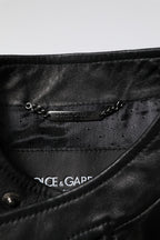 Dolce & Gabbana Black Sheep Leather Biker Full Zip Jacket Dolce & Gabbana