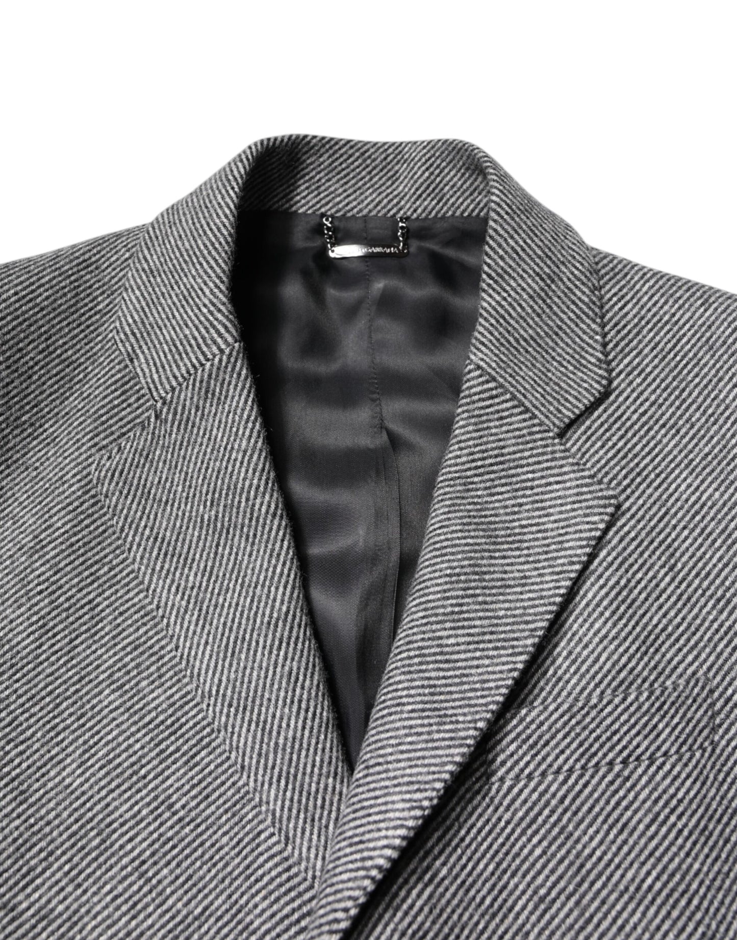 Dolce & Gabbana Gray Wool Single Breasted Trench Coat Jacket Dolce & Gabbana