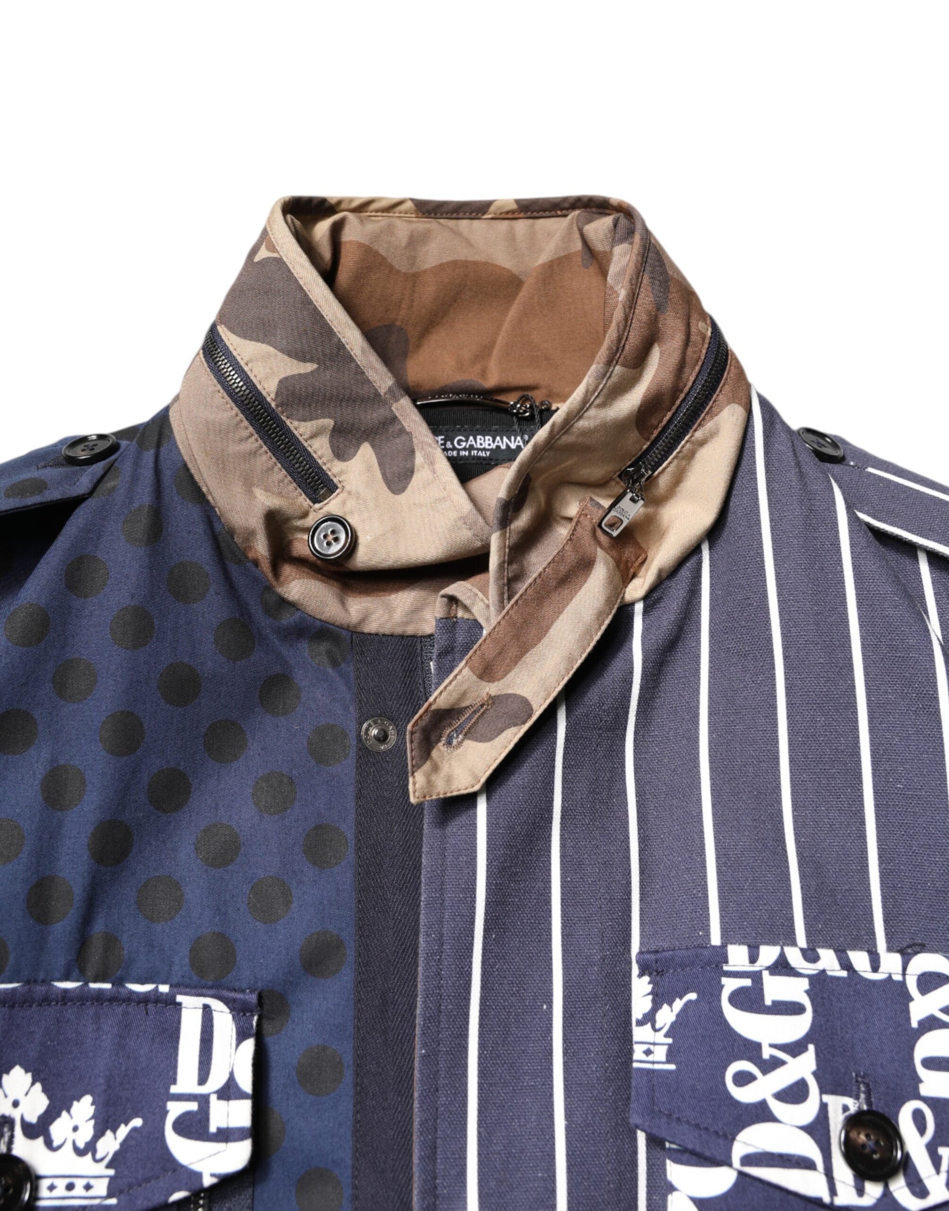 Dolce & Gabbana Multicolor Cotton Logo Patchwork Coat Jacket Dolce & Gabbana