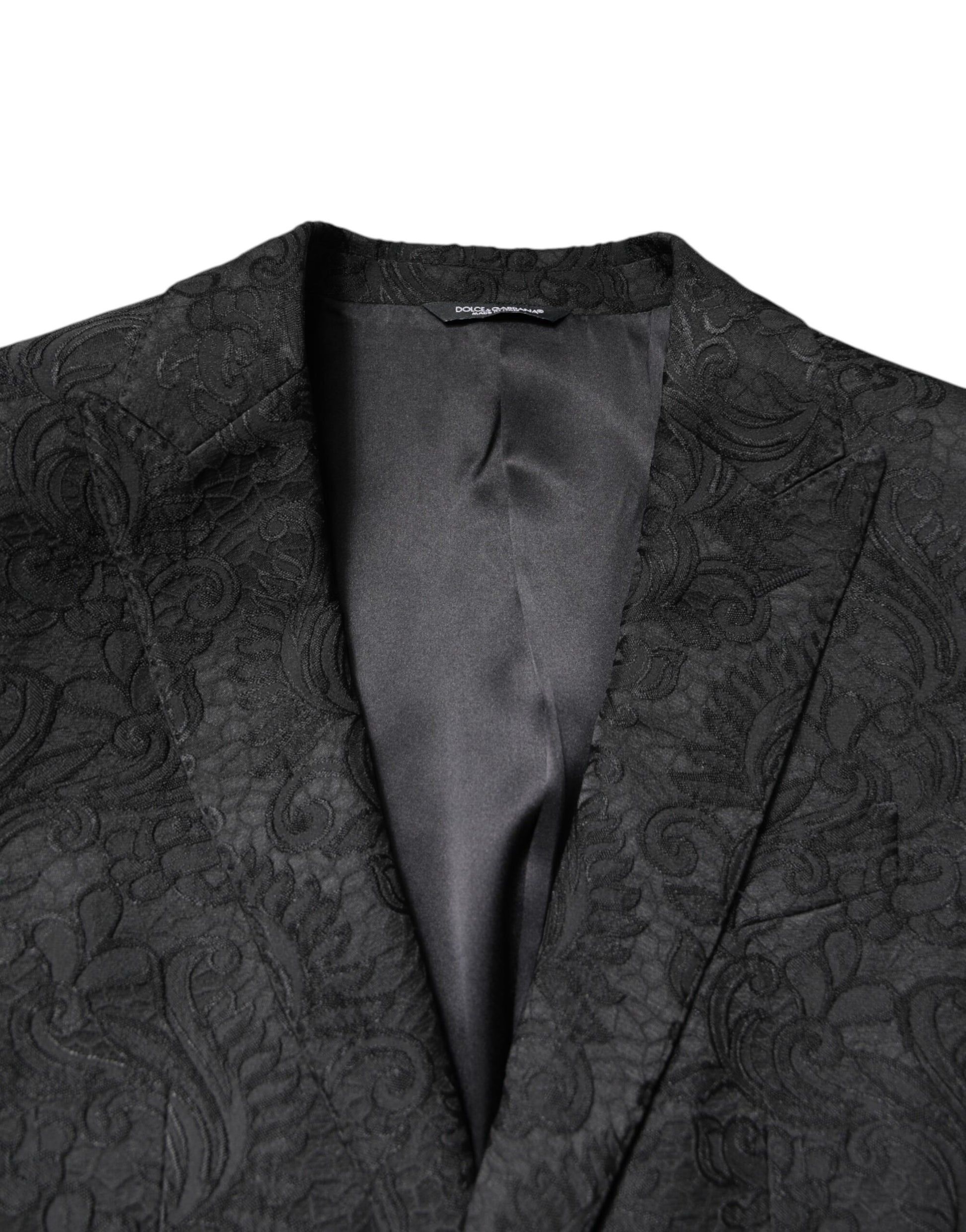 Dolce & Gabbana Black Floral Jacquard Coat Jacket Blazer Dolce & Gabbana