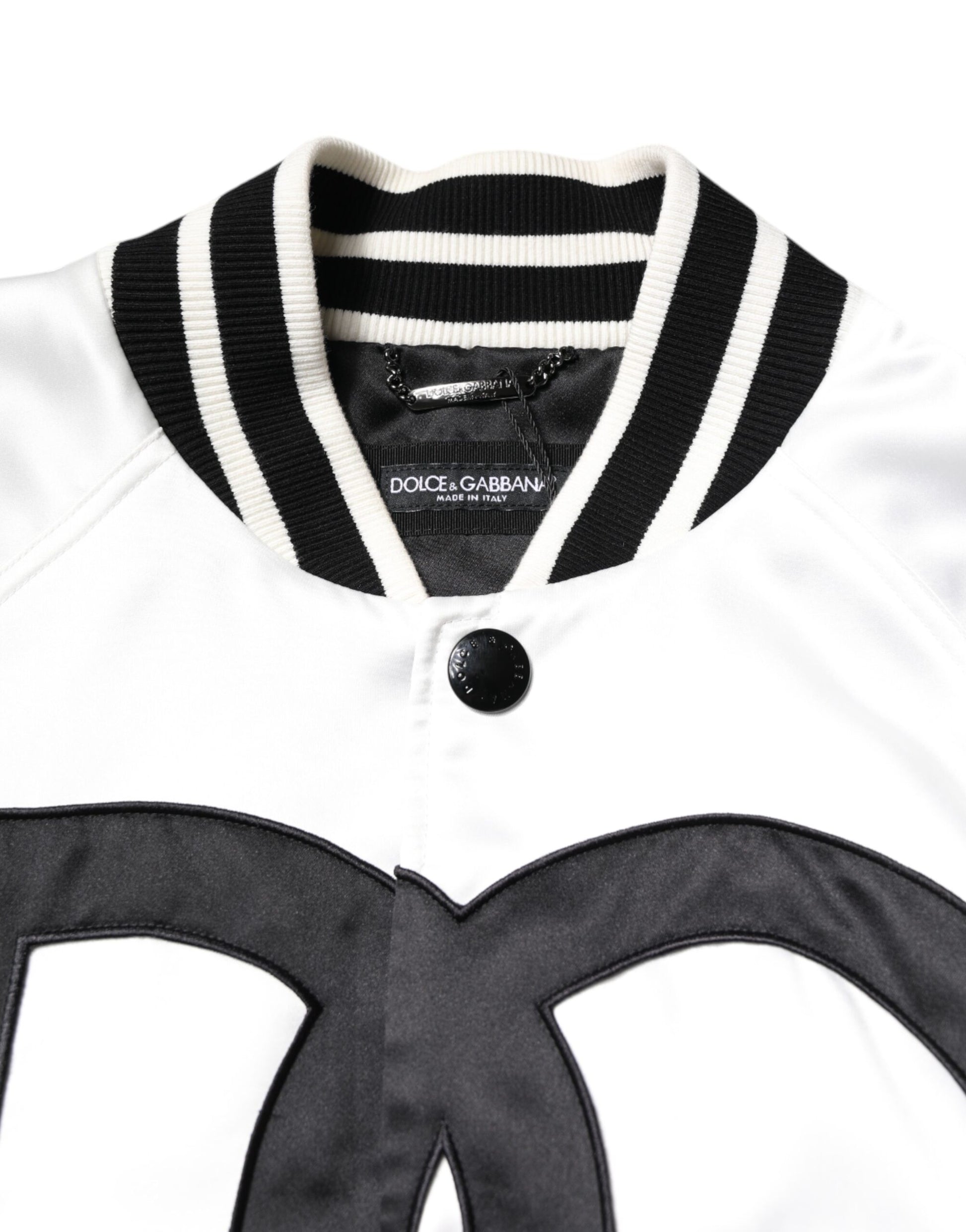 Dolce & Gabbana White DG Logo Polyester Jersey Bomber Jacket Dolce & Gabbana