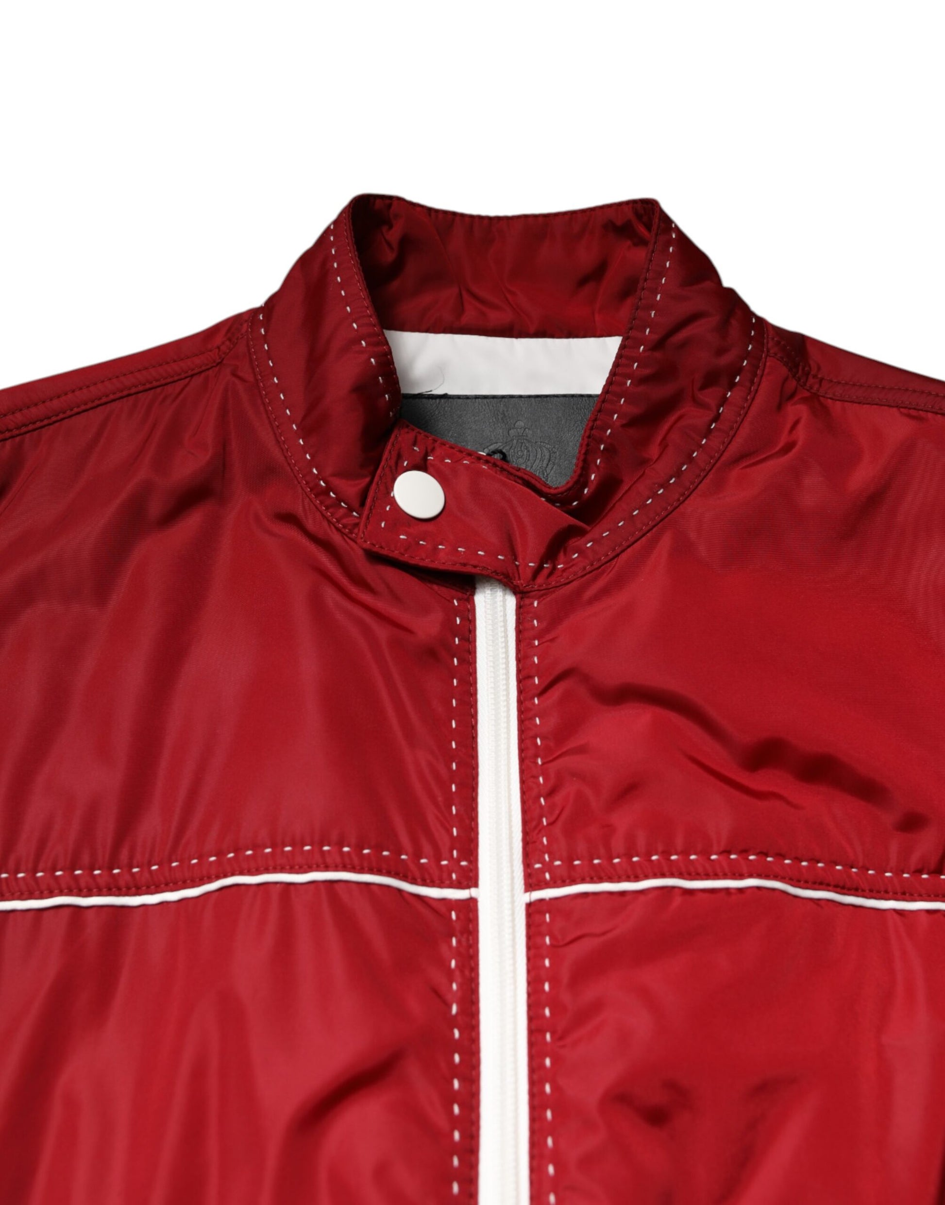 Dolce & Gabbana Red White Nylon Full Zip Men Bomber Jacket Dolce & Gabbana