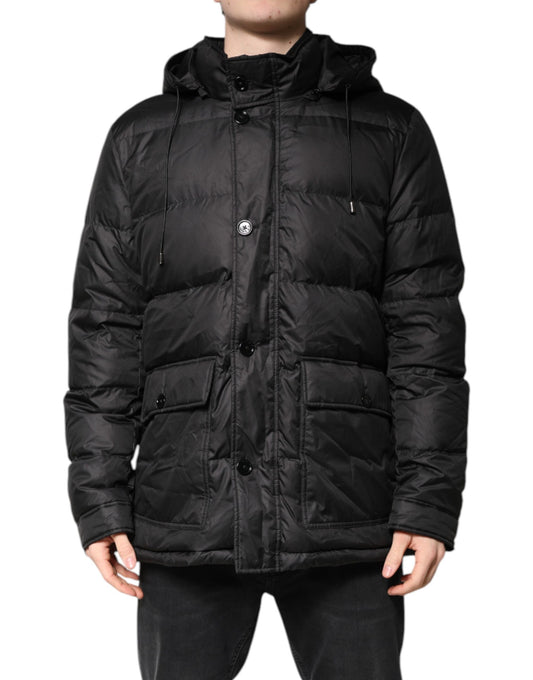 Dolce & Gabbana Black Hooded Parka Coat Winter Jacket Dolce & Gabbana