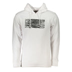White cotton men's sweater by Cavalli Class featuring a classic crewneck design and soft, breathable fabric.