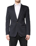 Dolce & Gabbana Dark Blue Cotton Men Jacket Coat Suit Blazer - Eljoys Fashion 