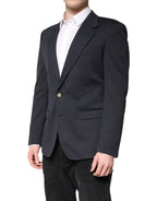 Dolce & Gabbana Dark Blue Cotton Men Jacket Coat Suit Blazer - Eljoys Fashion 