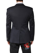 Dolce & Gabbana Dark Blue Cotton Men Jacket Coat Suit Blazer - Eljoys Fashion 