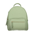 Mario Valentino Verde polyurethane women's backpack with adjustable straps and front zip pocket, stylish and functional.