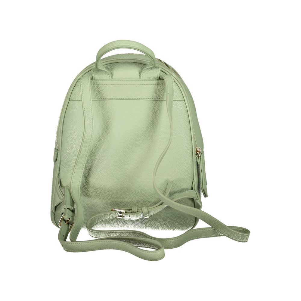 Mario Valentino Verde polyurethane women's backpack with adjustable straps and gold-tone hardware, stylish and functional accessory.