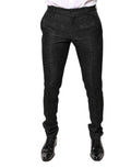 Dolce & Gabbana Black Floral Jacquard Mid Waist Dress Pants - Eljoys Fashion 
