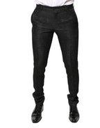 Dolce & Gabbana Black Floral Jacquard Mid Waist Dress Pants