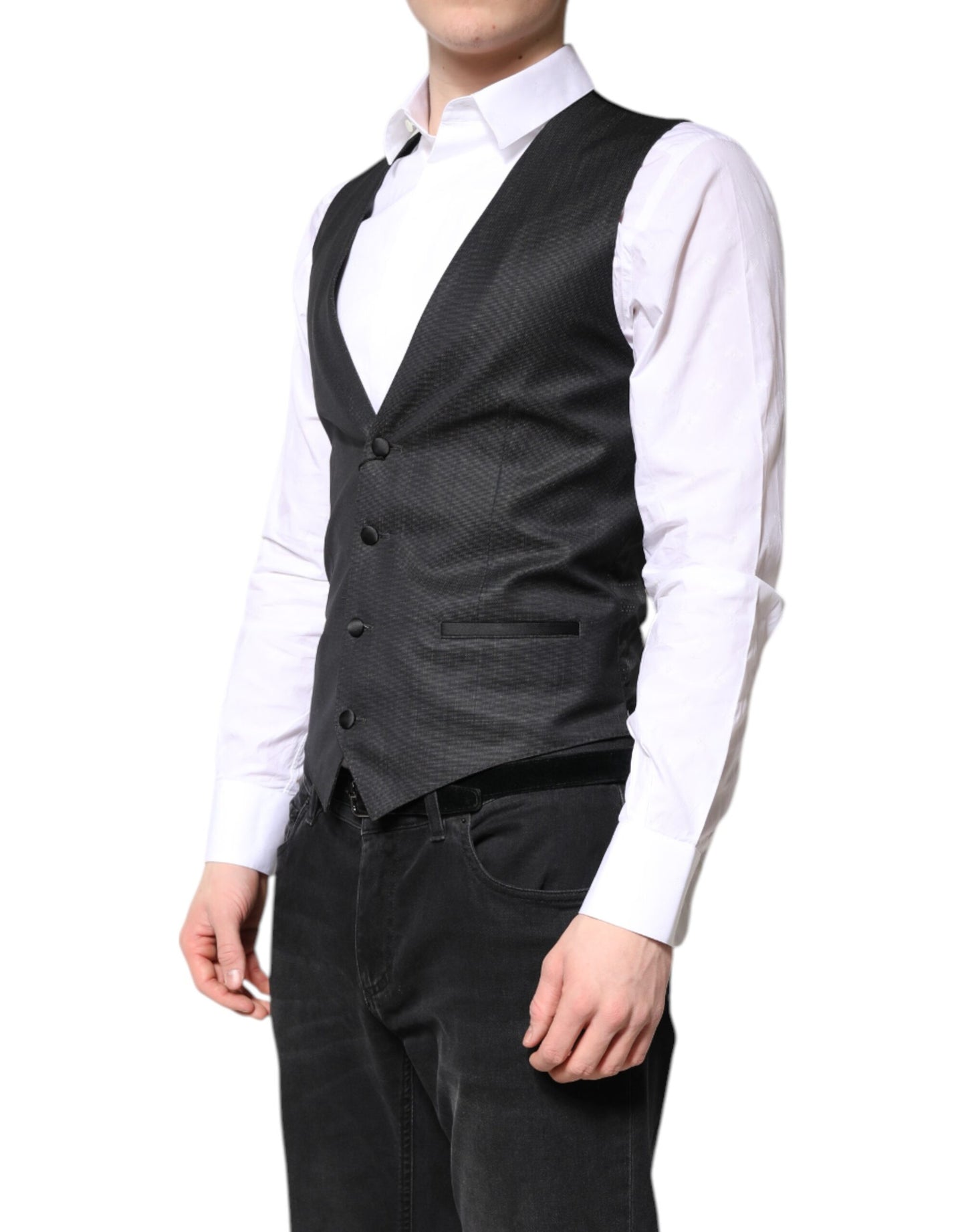 Dolce & Gabbana Black Wool Waistcoat Dress Formal Vest Dolce & Gabbana