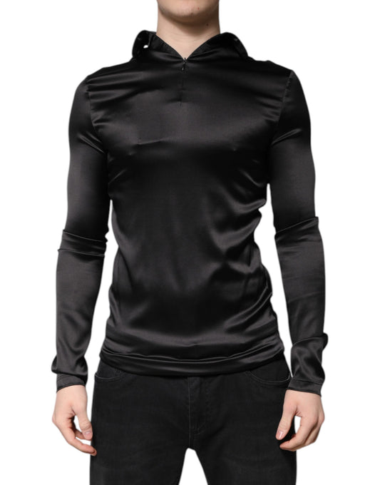 Dolce & Gabbana Black Silk Turtleneck Men Pullover Sweater Dolce & Gabbana