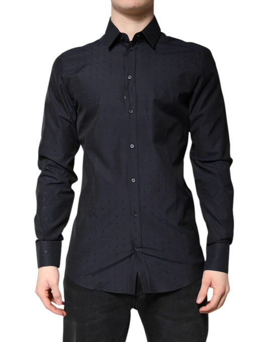 Dolce & Gabbana Black Cotton GOLD Men Dress Formal Shirt Dolce & Gabbana
