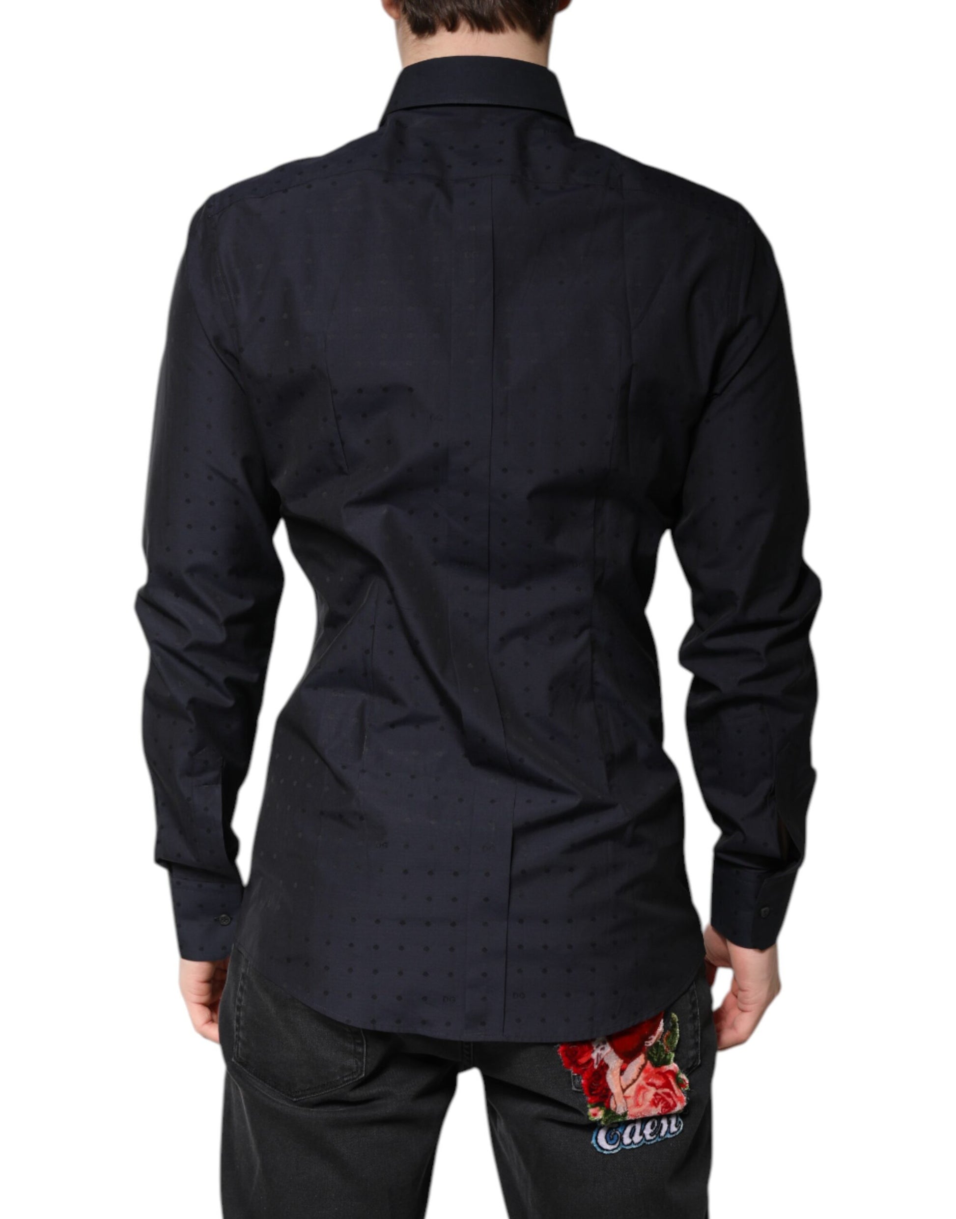 Dolce & Gabbana Black Cotton GOLD Men Dress Formal Shirt Dolce & Gabbana