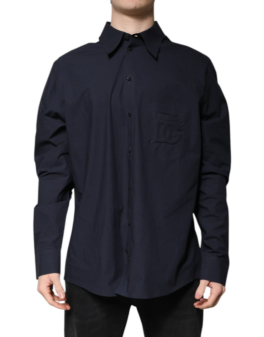 Dolce & Gabbana Dark Blue Cotton Long Sleeve Shirt Dolce & Gabbana