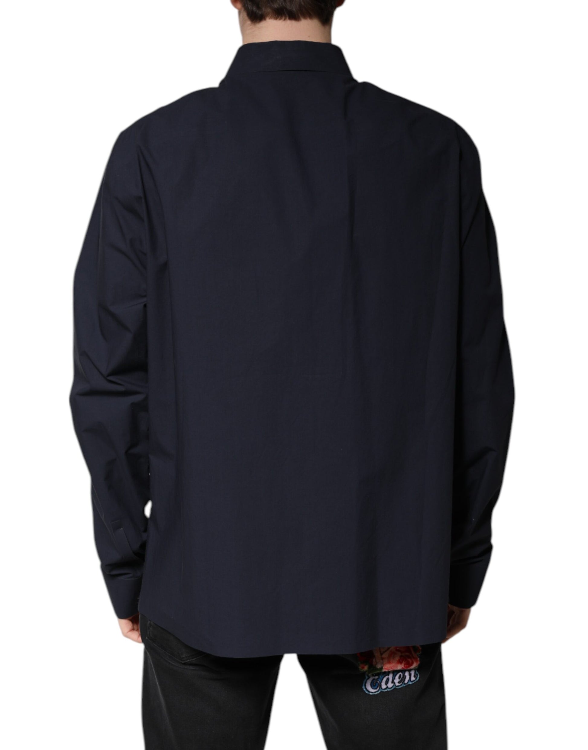 Dolce & Gabbana Dark Blue Cotton Long Sleeve Shirt Dolce & Gabbana