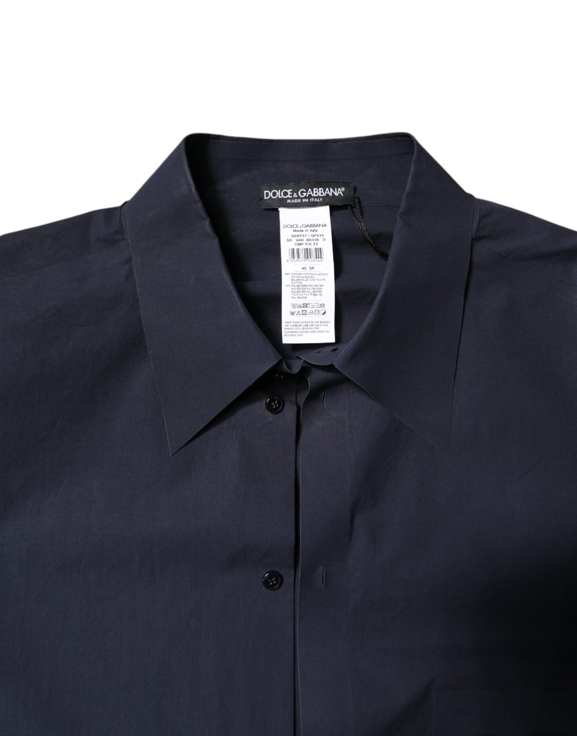 Dolce & Gabbana Dark Blue Cotton Long Sleeve Shirt Dolce & Gabbana